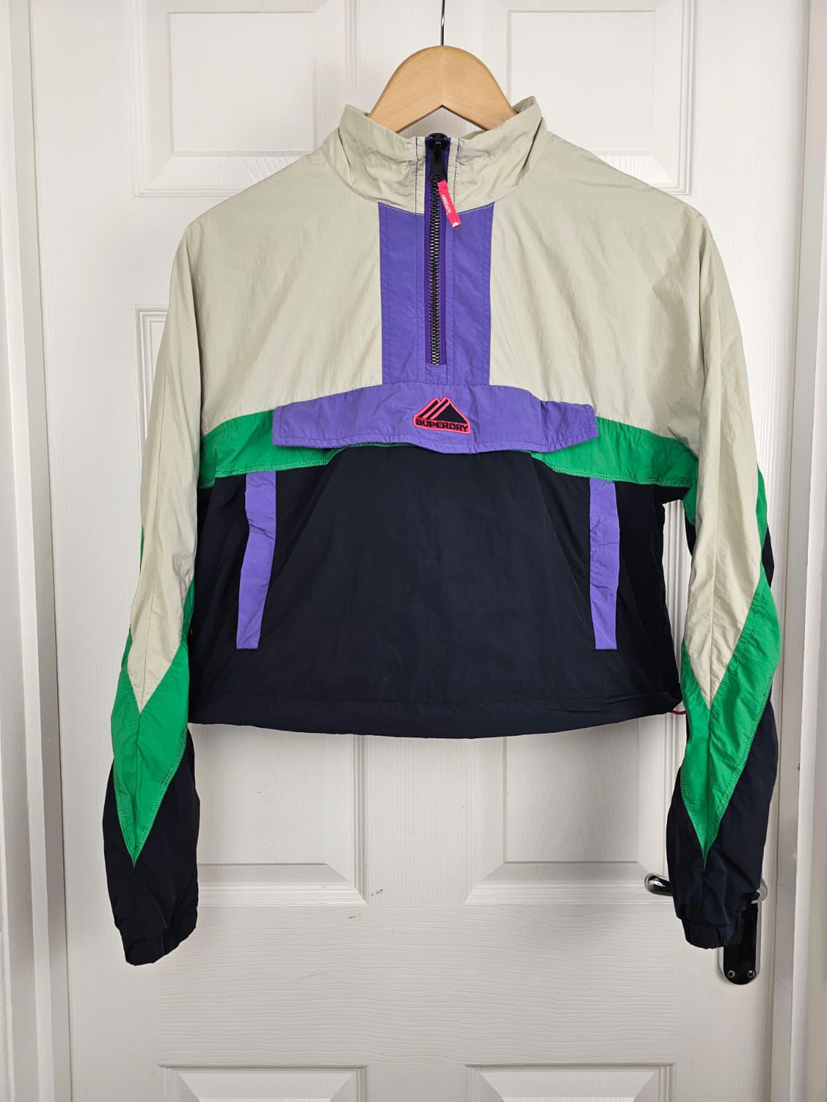 Superdry Colour Block Womens Pullover 1/4 Zip Windbreaker Jacket - UK 12