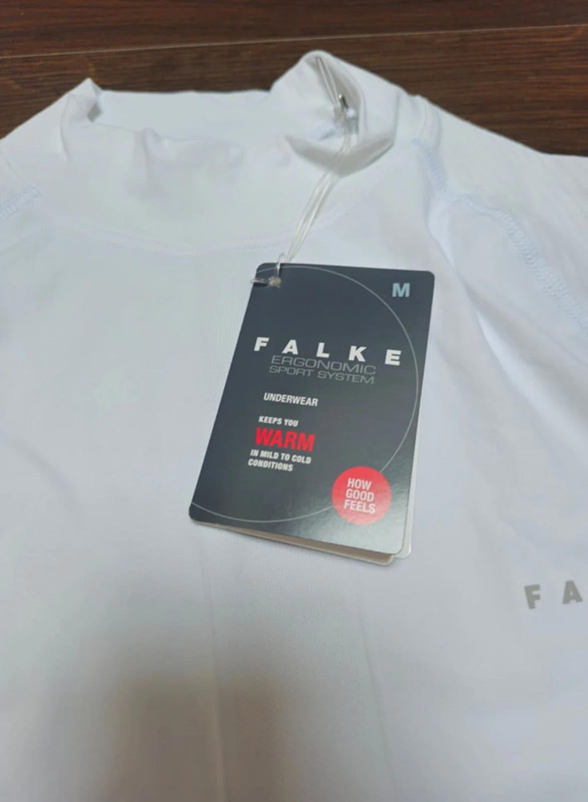 Mens FALKE White Ergonomic Sport System Warm Base Layer Long Sleeve Top-M/Medium