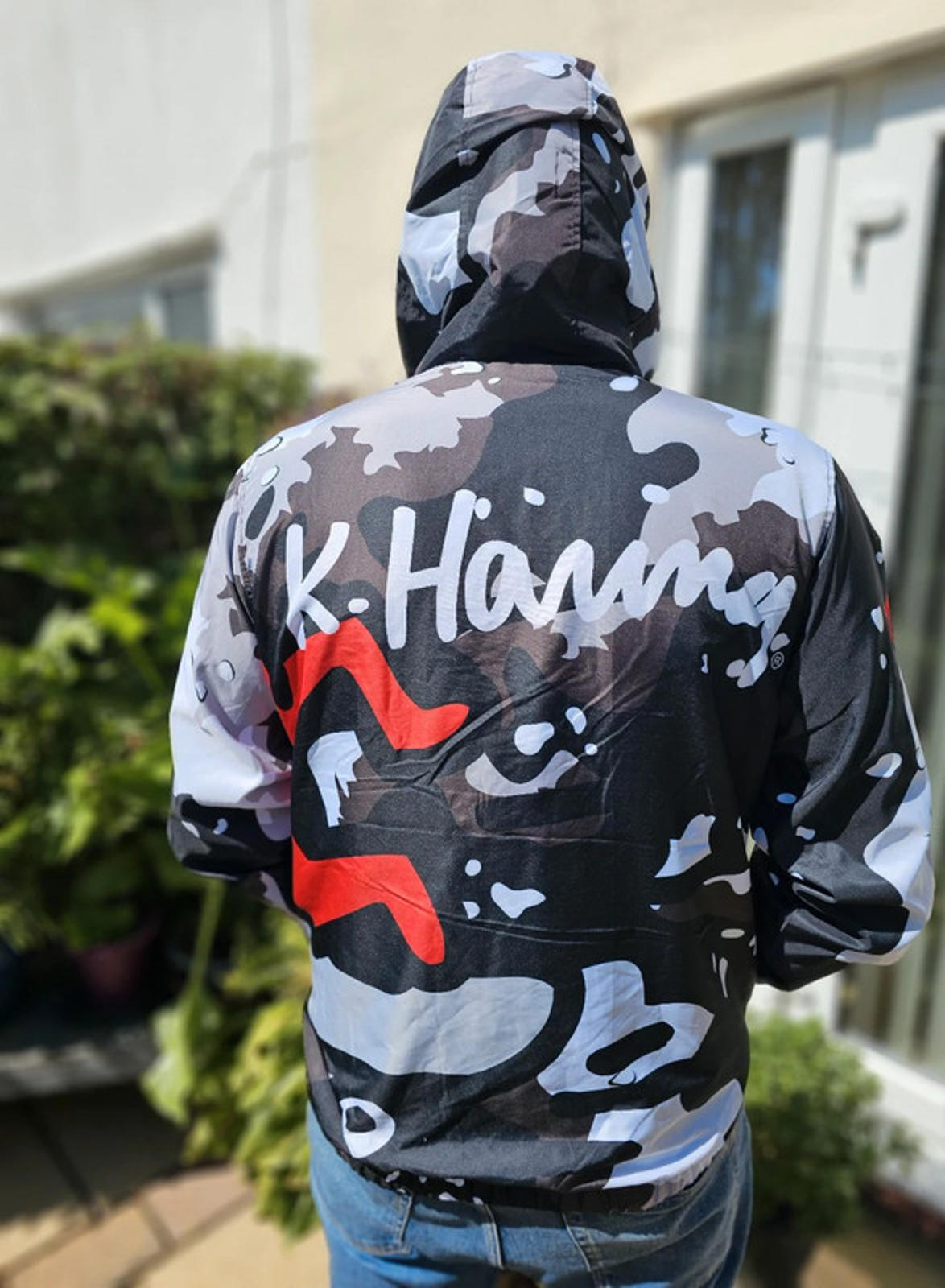 Keith Haring X Members Only Full Zip Hooded Windbreaker Jacket - L/Large