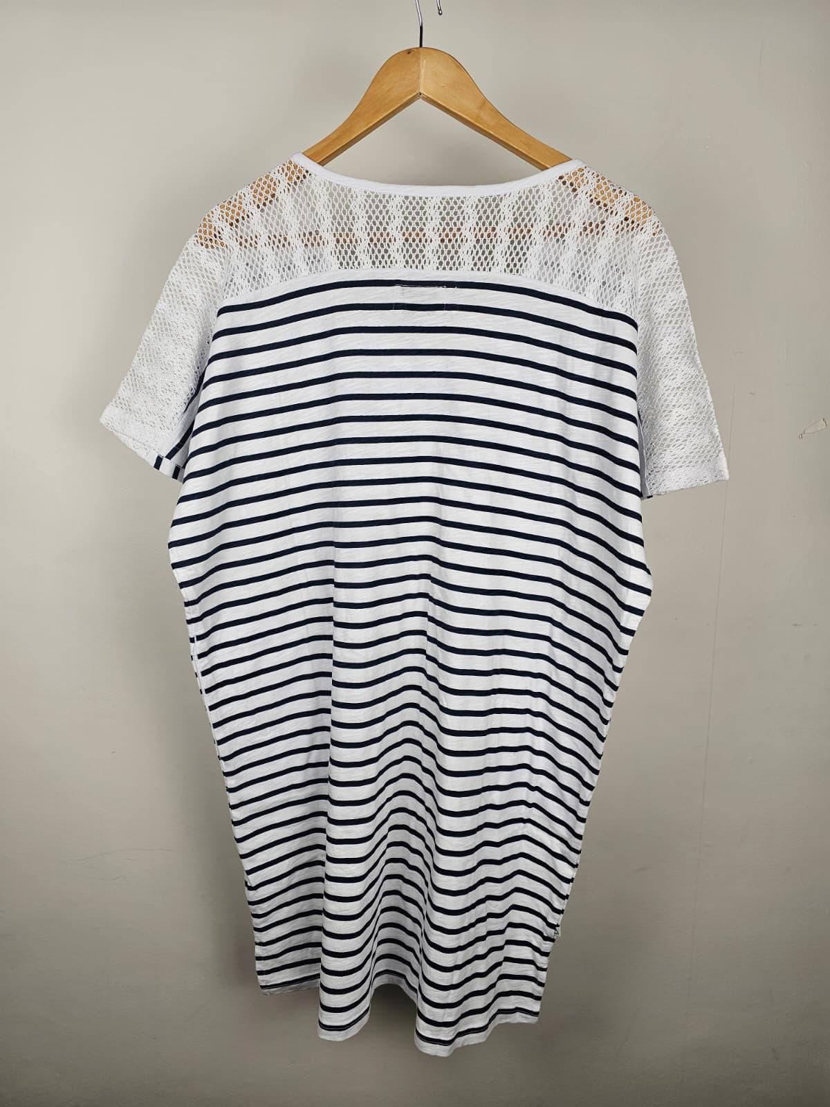 Passenger Womens Oversized Cotton Striped T-Shirt Dress - Navy/White