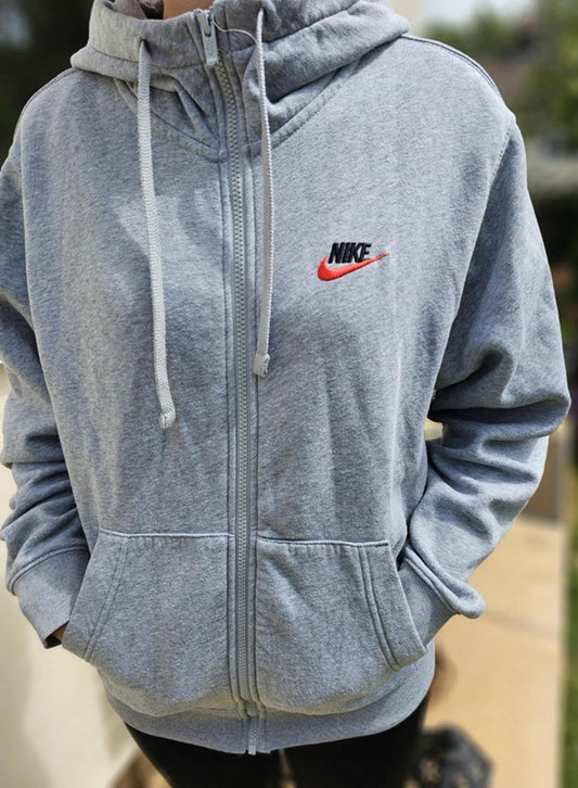 Nike Full Zip Grey Hooded Hoodie Sweat Jacket - S/Small**