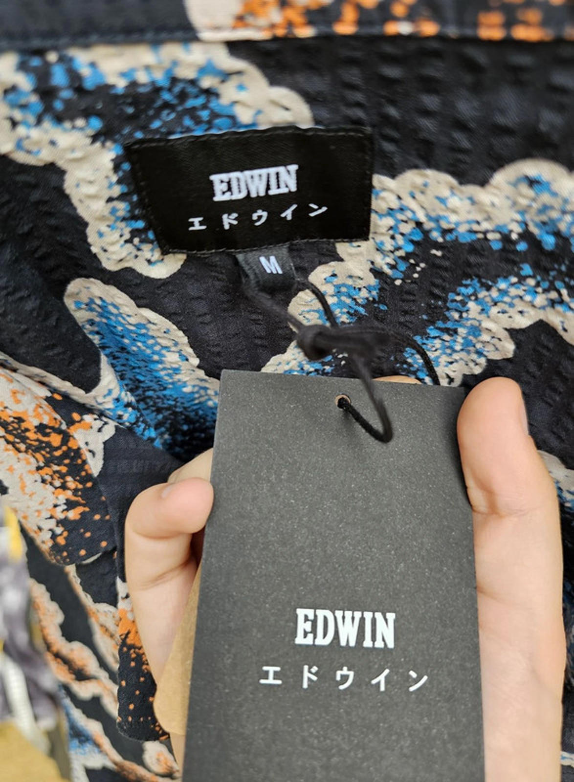 Brand New Mens EDWIN Japan Kumo Pattern Short Sleeve Shirt RRP £130 - M/Medium