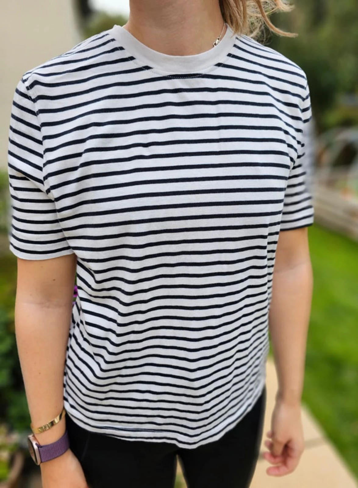 Zara Black And White Striped Short Sleeve T-Shirt/Top/Tee - M/Medium