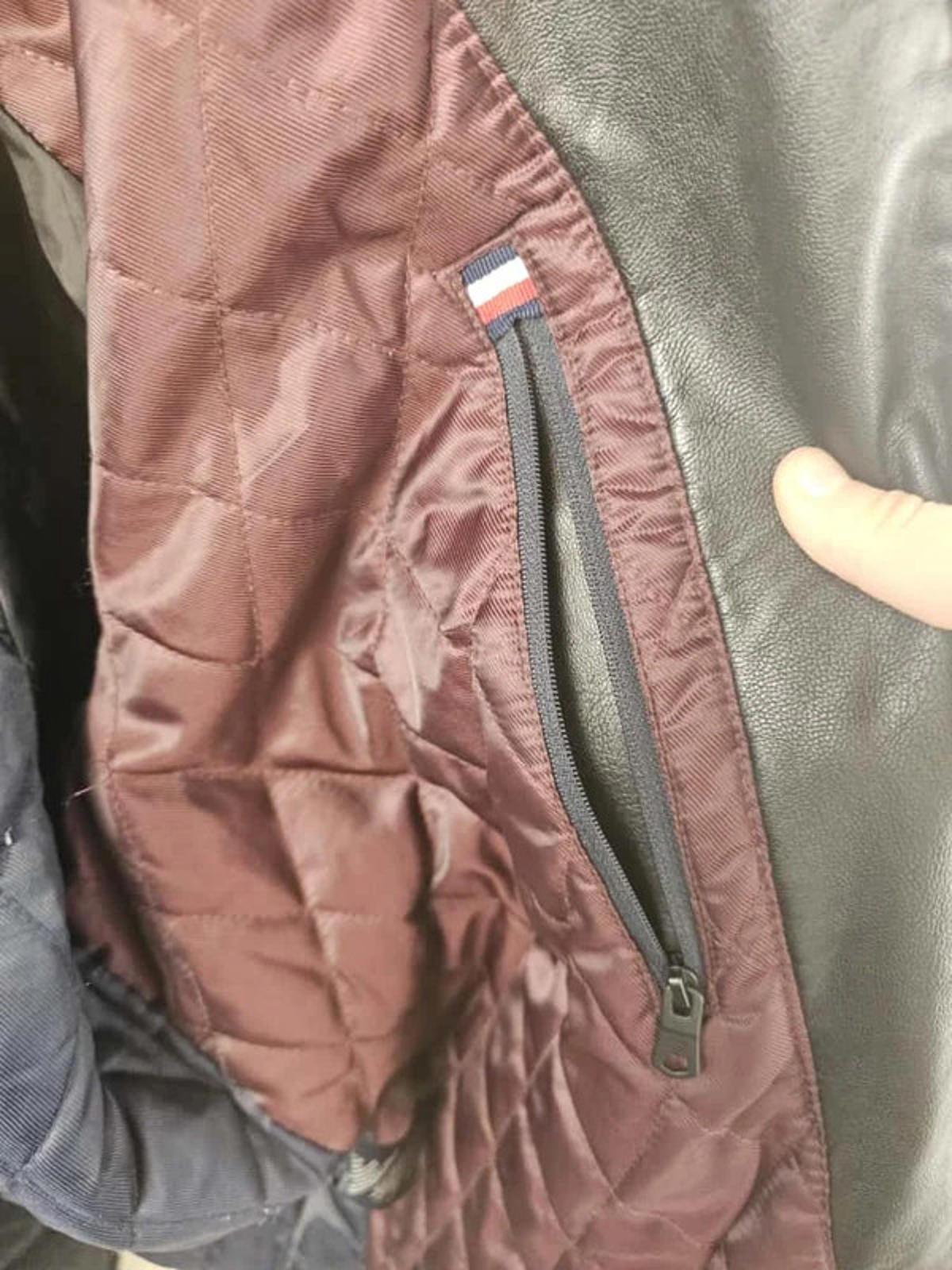 Tommy Hilfiger Mens Full Zip Black Faux Leather Jacket - L/Large
