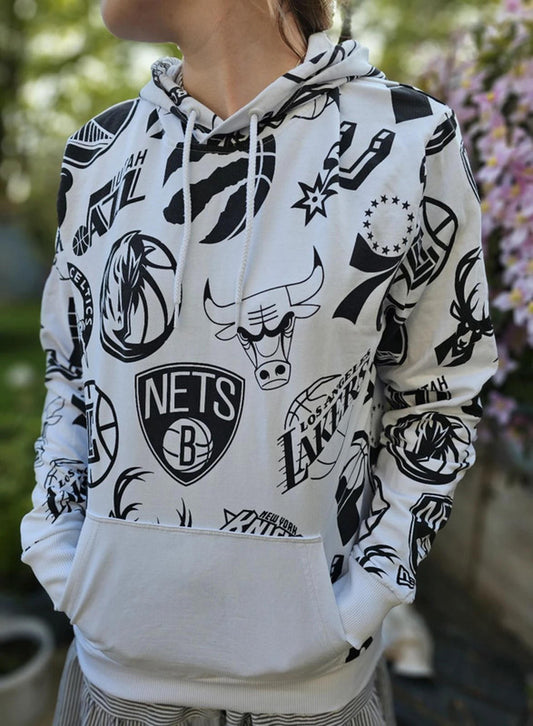 New Era X NBA Basket Ball Sport White Hoodie - M/Medium