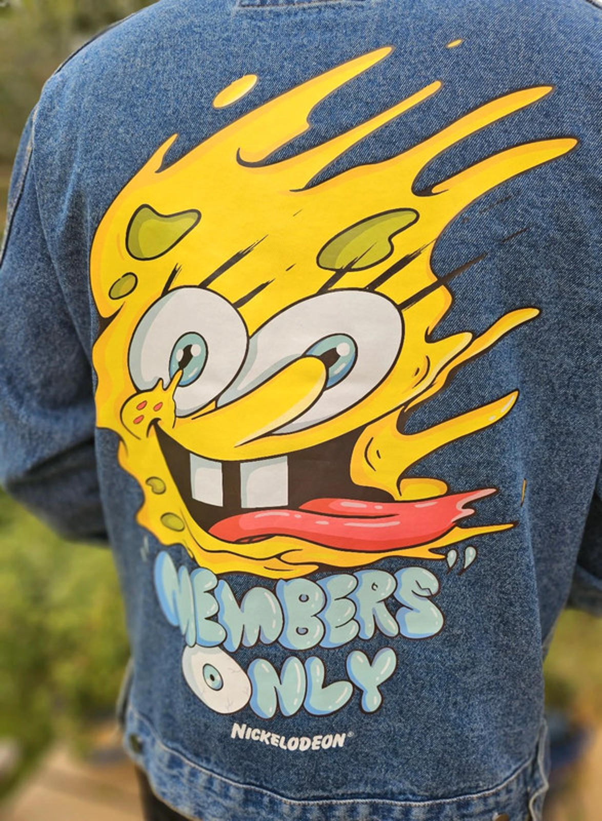 Rare Members Only X Nickelodeon X Sponge Bob Hoodie Denim Jacket - L/Large