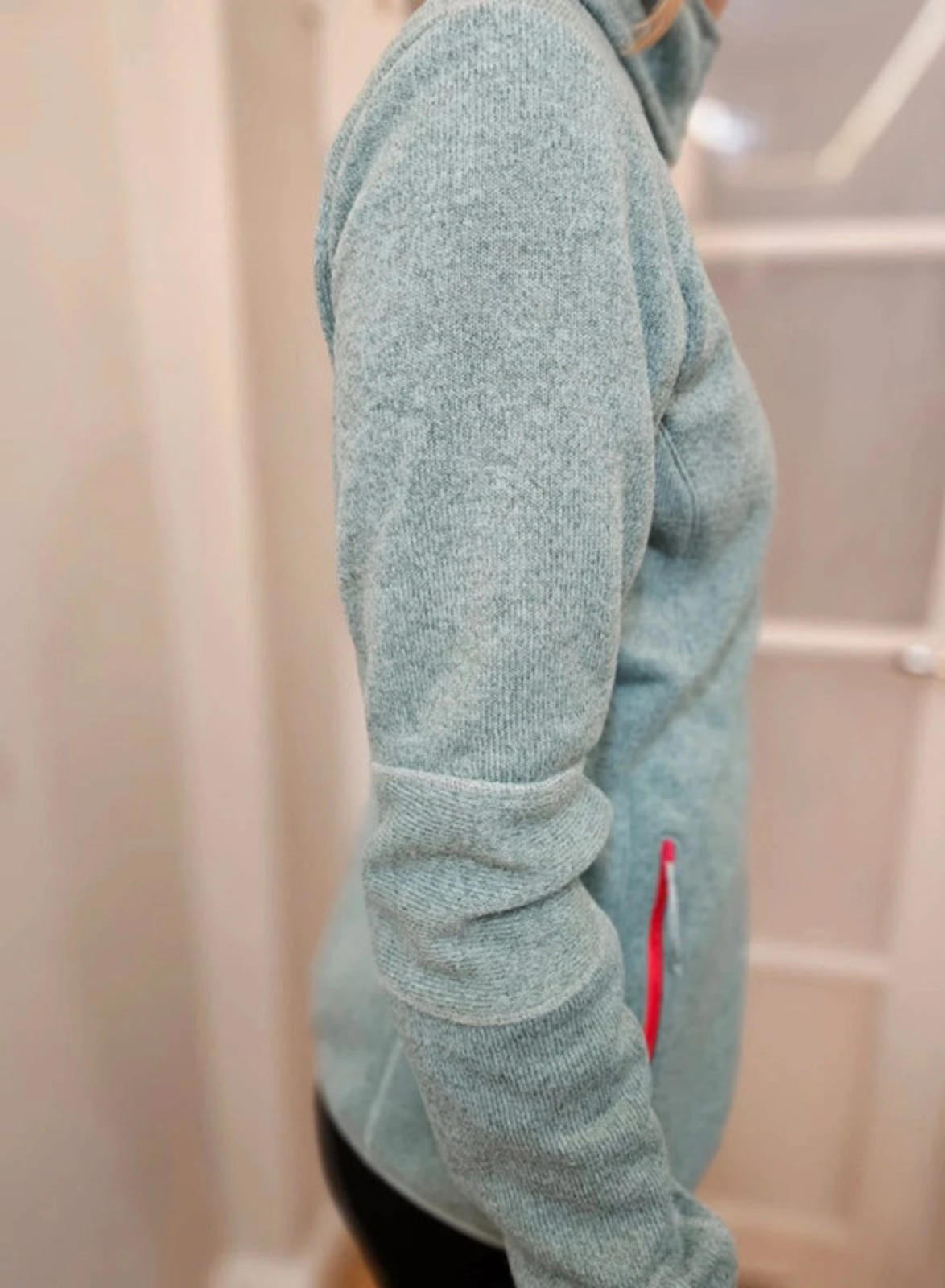Columbia Full Zip Sage/Red Full Zip Knitted Style Fleece Jacket - M/Medium
