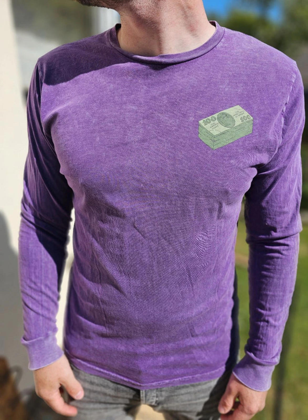 Ripndip Purple Money Talks Unisex Long Sleeve Print T-Shirt - M/Medium**