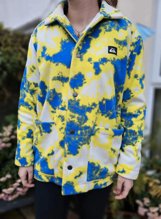 Quiksilver Abstract Pattern Unisex Fleece Button Up Jacket/Shacket - S/Small**