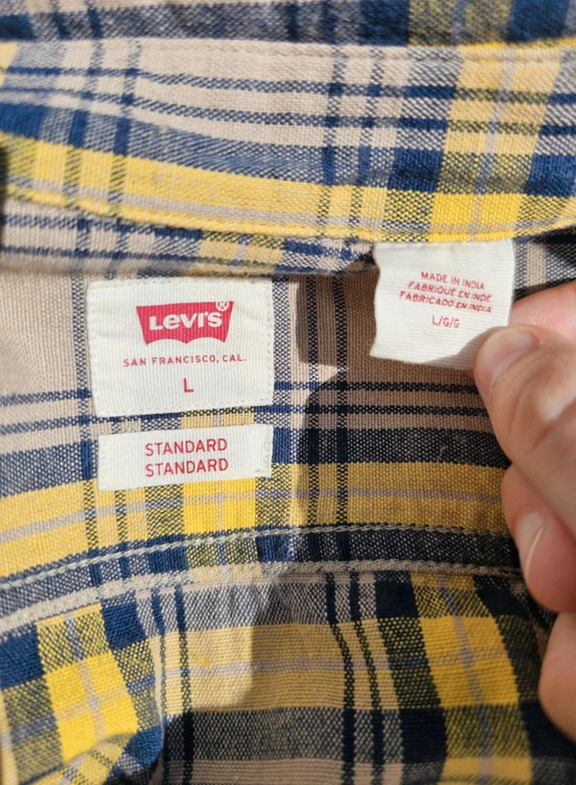 Levi's Men's Long Sleeve Standard Fit Check Shirt - L/Large