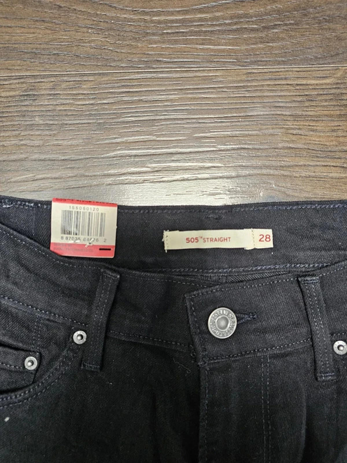 Levi's Womens Black Jeans 505 Mid Rise Straight W28/32L Denim Trousers Bottoms