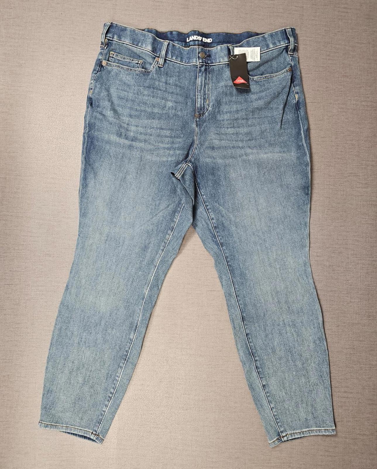 Lands End Women's Blue Denim Jeans Stretchy Waist - UK 26 - W40/29**