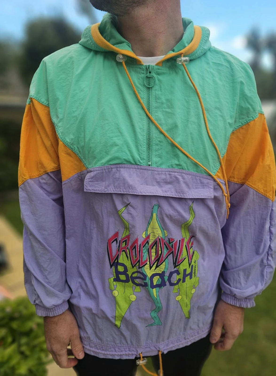 Vintage Adidas Crocodile Beach 1/2 Zip Windbreaker Track Jacket - XL/Extra Large