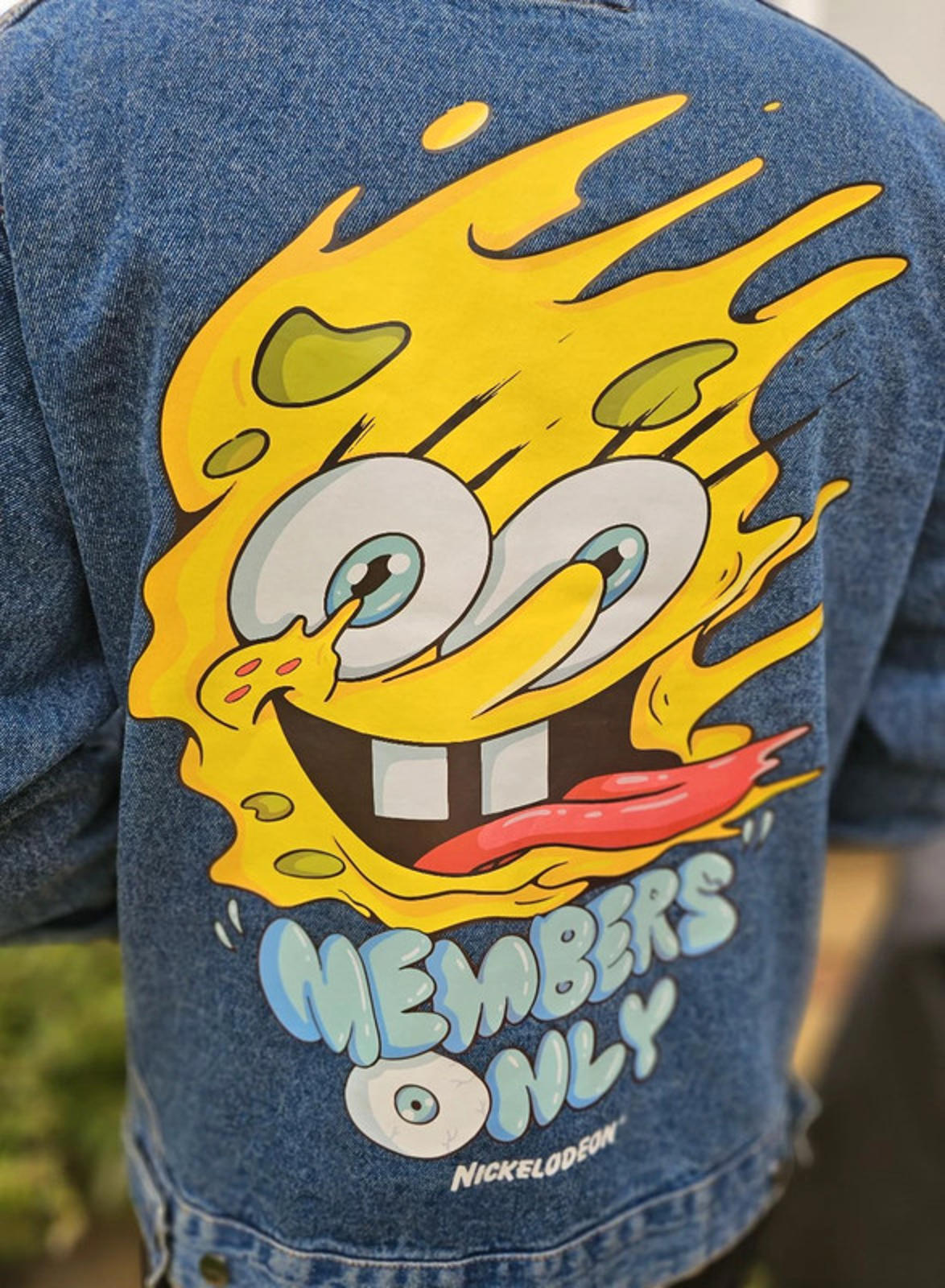 Rare Members Only X Nickelodeon X Sponge Bob Hoodie Denim Jacket - L/Large