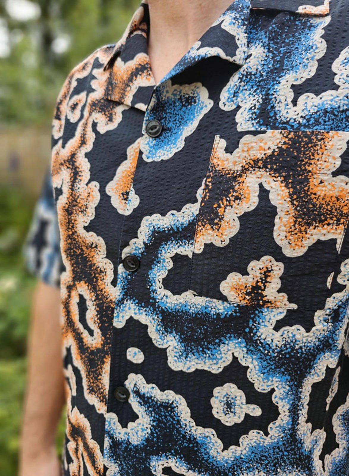 Brand New Mens EDWIN Japan Kumo Pattern Short Sleeve Shirt RRP £130 - M/Medium