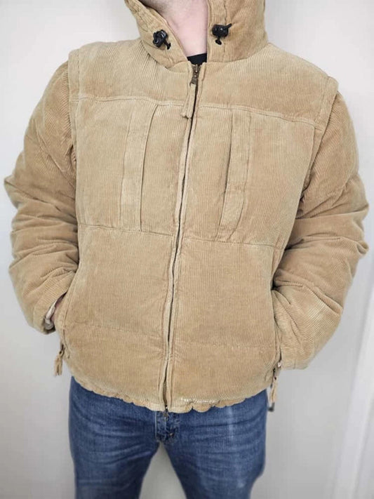 Tommy Hilfiger Velvet Down 2 in 1 Convertible Corduroy Puffer Jacket - XL