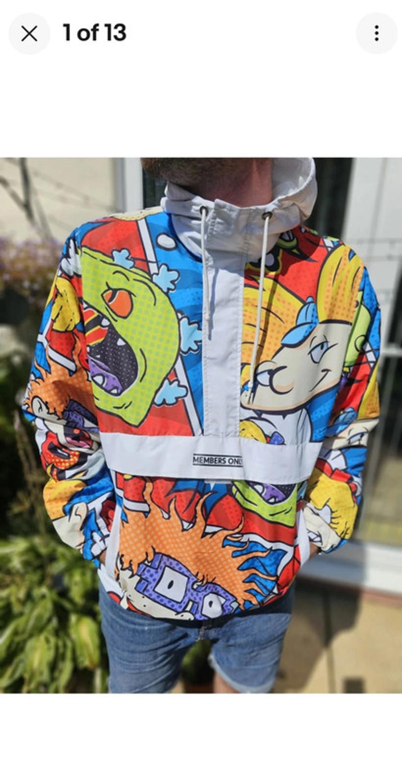 Rare Members Only X Nickelodeon Pullover 1/2 Zip Windbreaker Jacket/Anorak - L