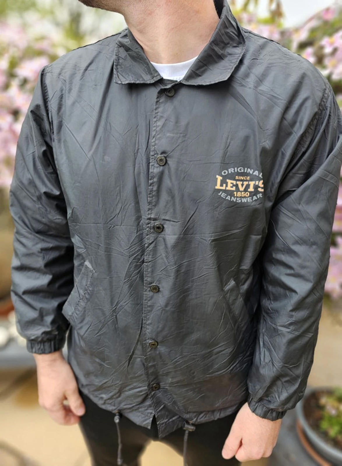 Vintage Levi's Black Button Up Coach Jacket - S/Small M/Medium**