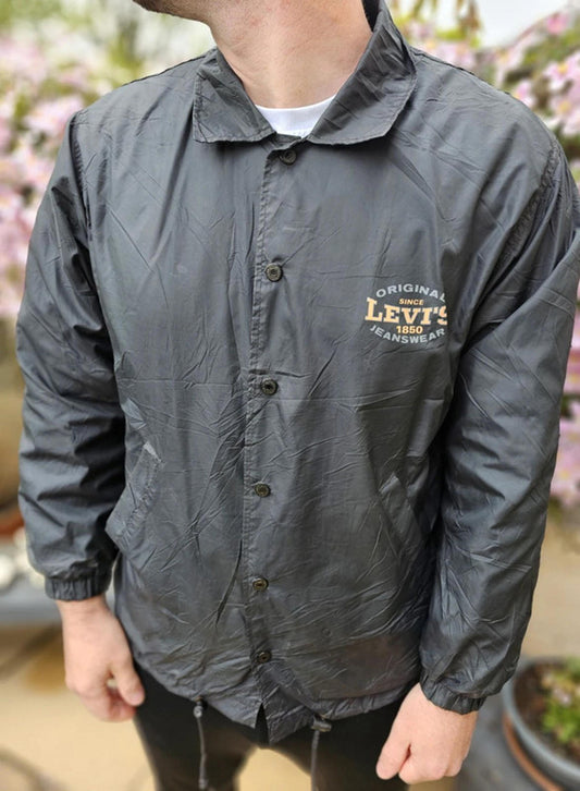 Vintage Levi's Black Button Up Coach Jacket - S/Small M/Medium**