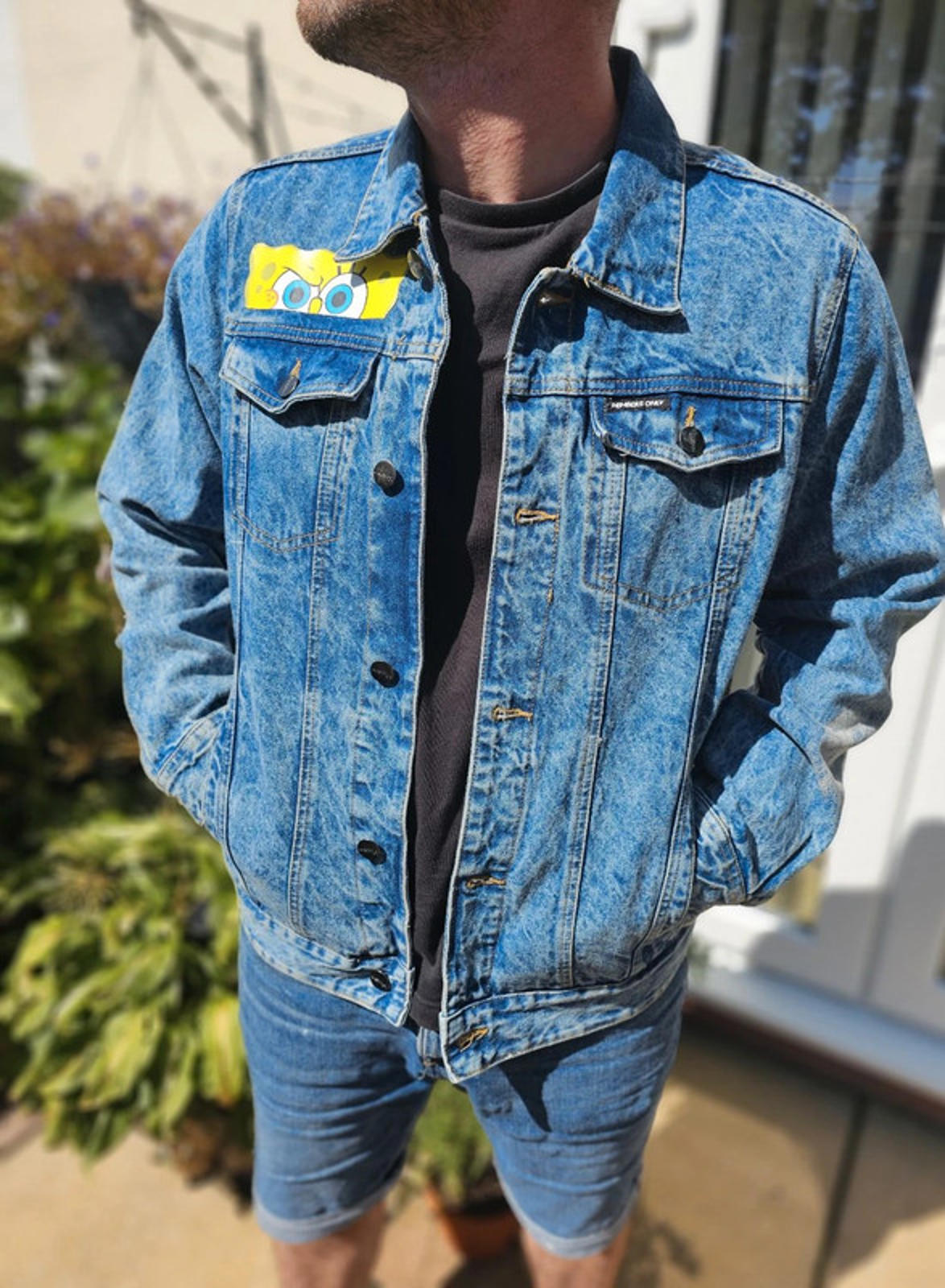Rare Members Only X Nickelodeon X Sponge Bob Denim Jacket - L/Large