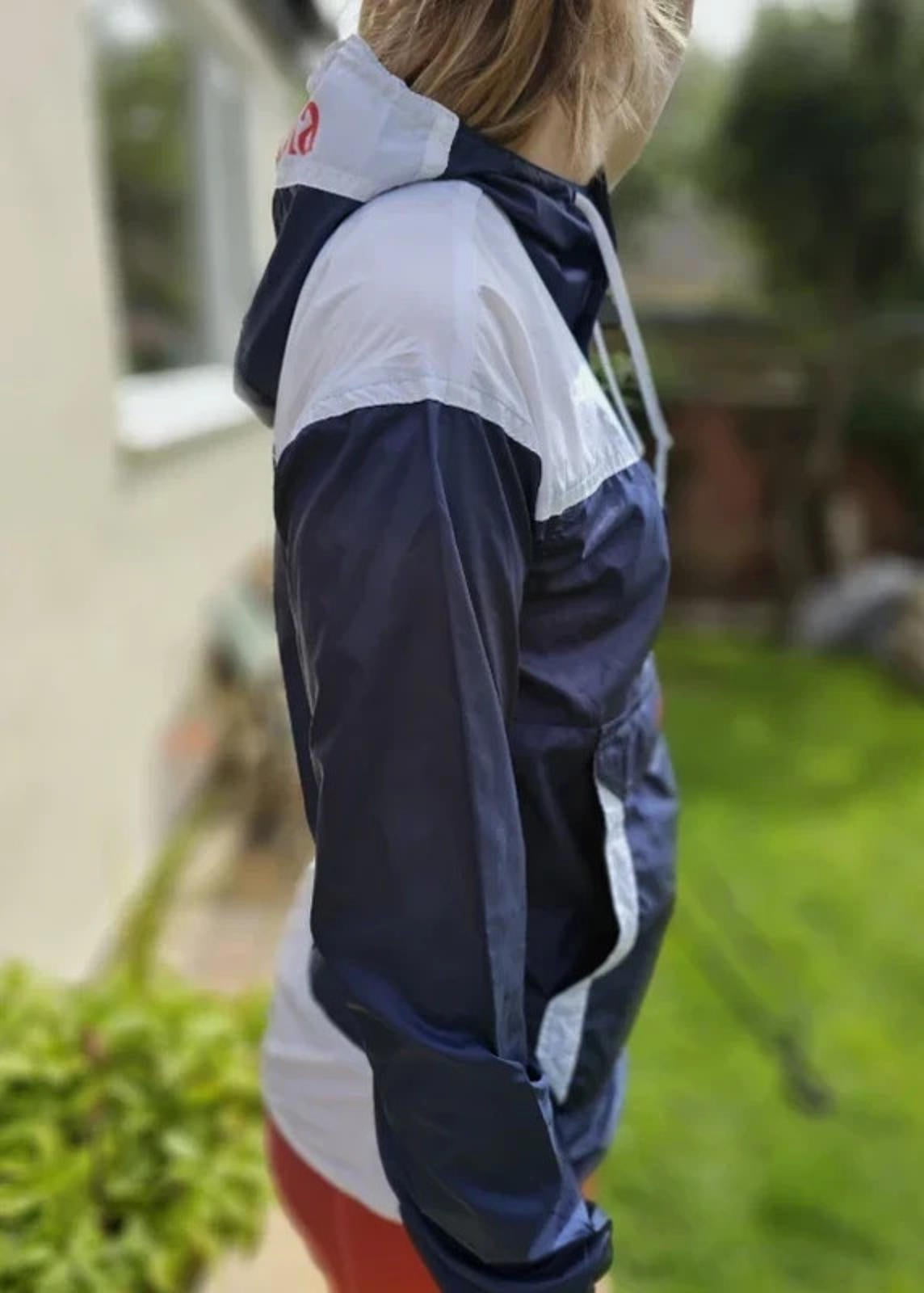 Columbia Challenger Pullover 1/2 Zip Hooded Windbreaker Navy/White - L/Large