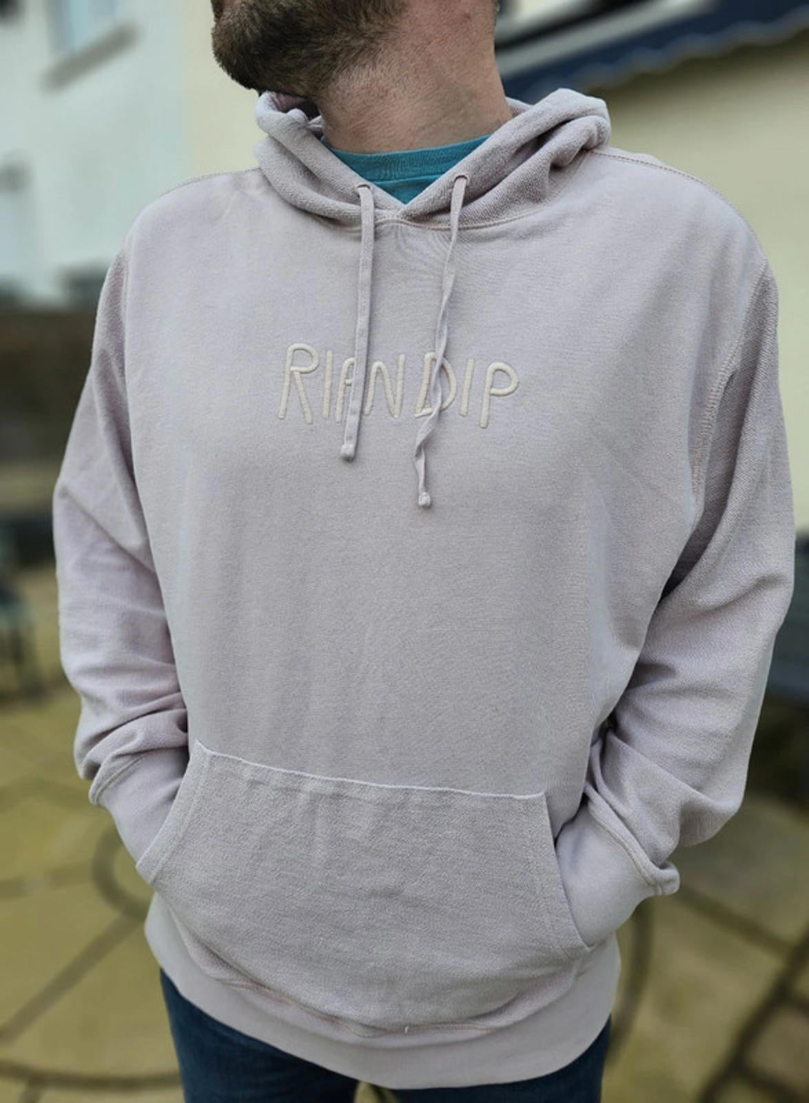 Awesome Off Pink Oversize RipnDip Pullover Hoodie L/Large Oversize Embroidered*