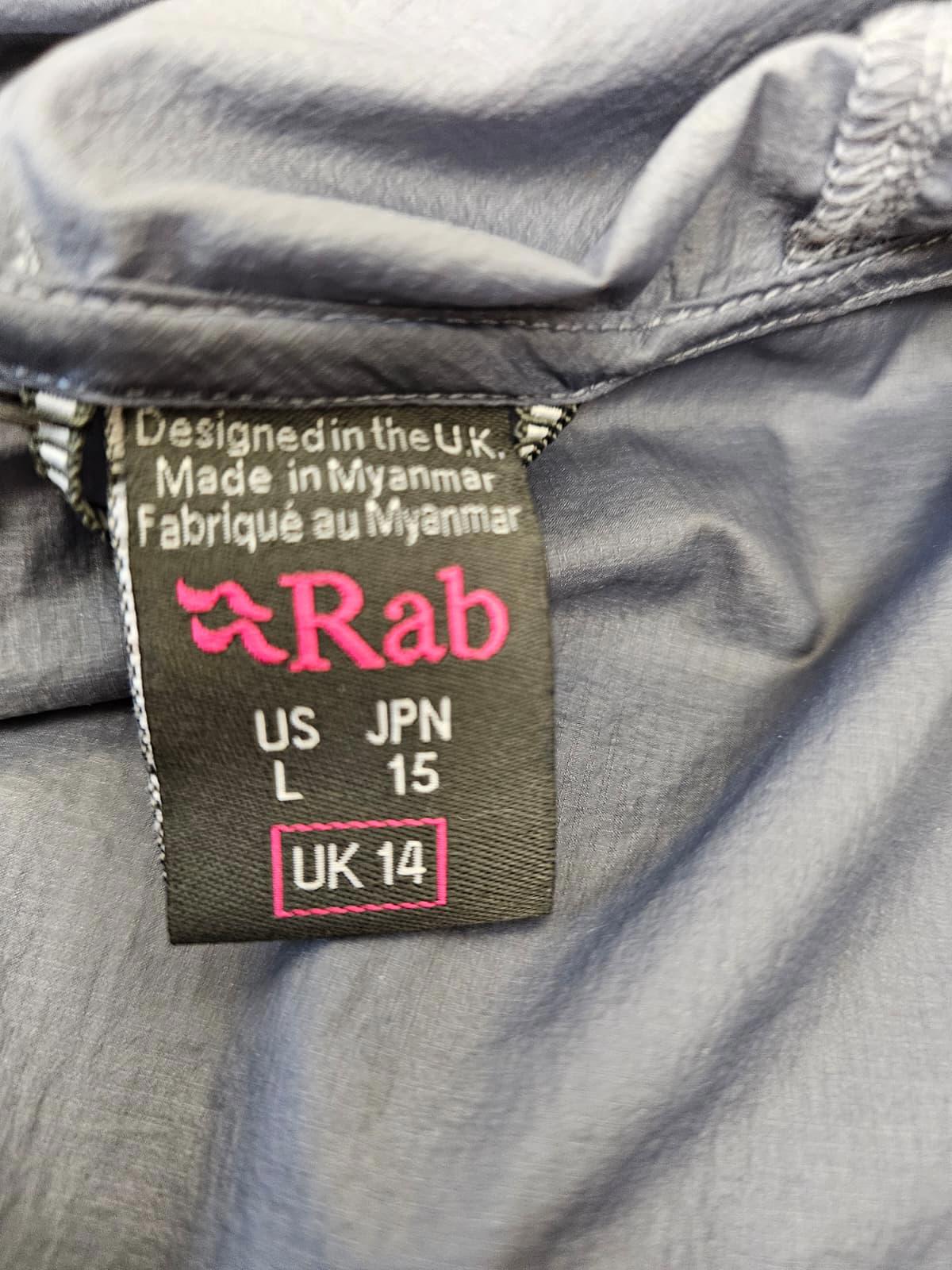 Rab Womens Full Zip Hooded Lightweight Fast Hike/Running Windbreaker Jacket - 14
