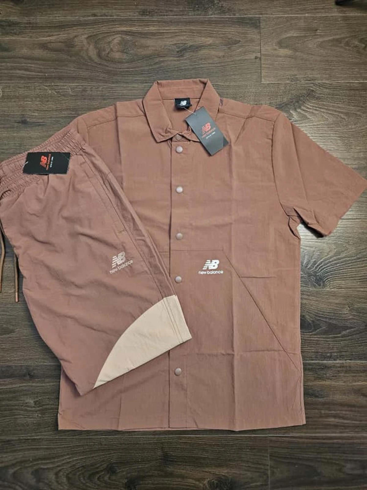 New Balance Mens Co-Ord Short Sleeve Shirt & Tracksuit Bottoms Activewear Set M
