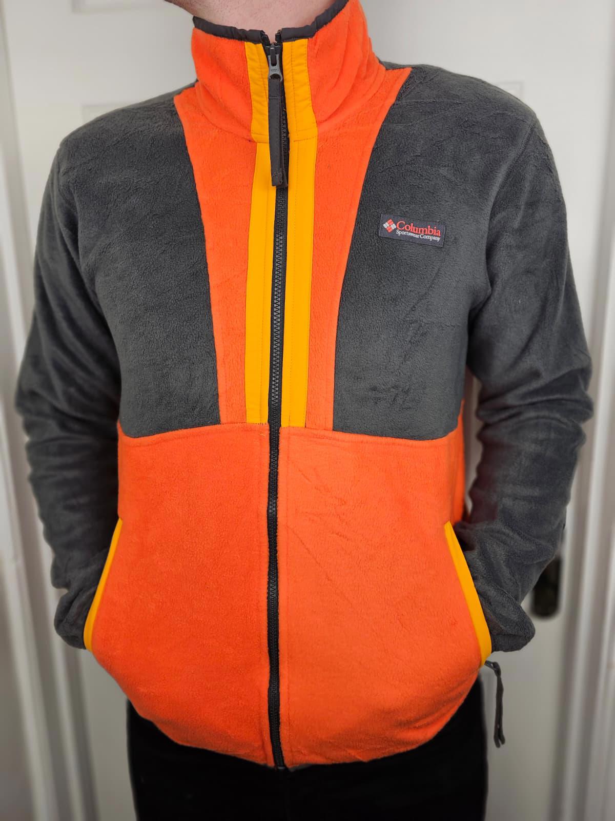 Columbia Mens Backbowl Full Zip Fleece Jacket - M/Medium - Orange/Grey