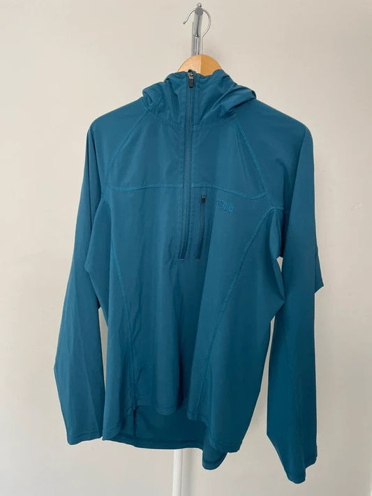 Rab Men's Lightweight 1/2 Zip Pullover Hooded Windbreaker Jacket - M/Medium