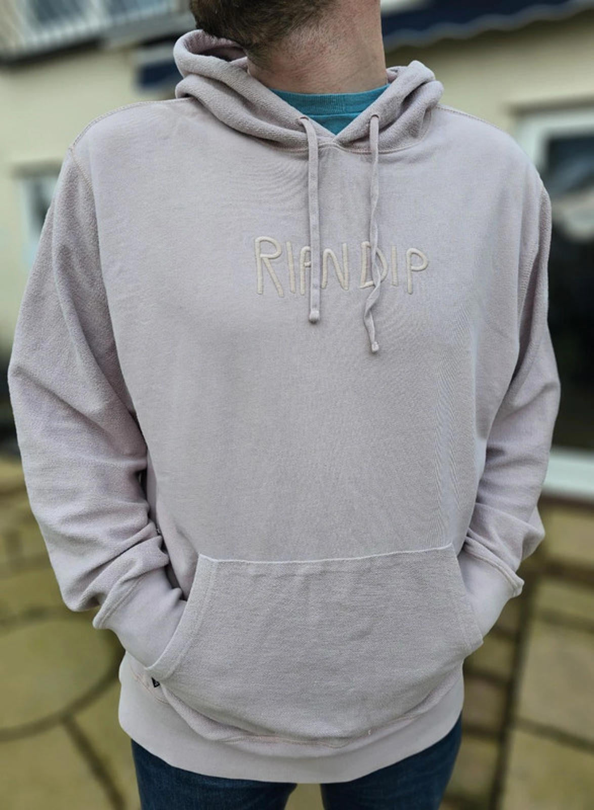 Awesome Off Pink Oversize RipnDip Pullover Hoodie L/Large Oversize Embroidered*