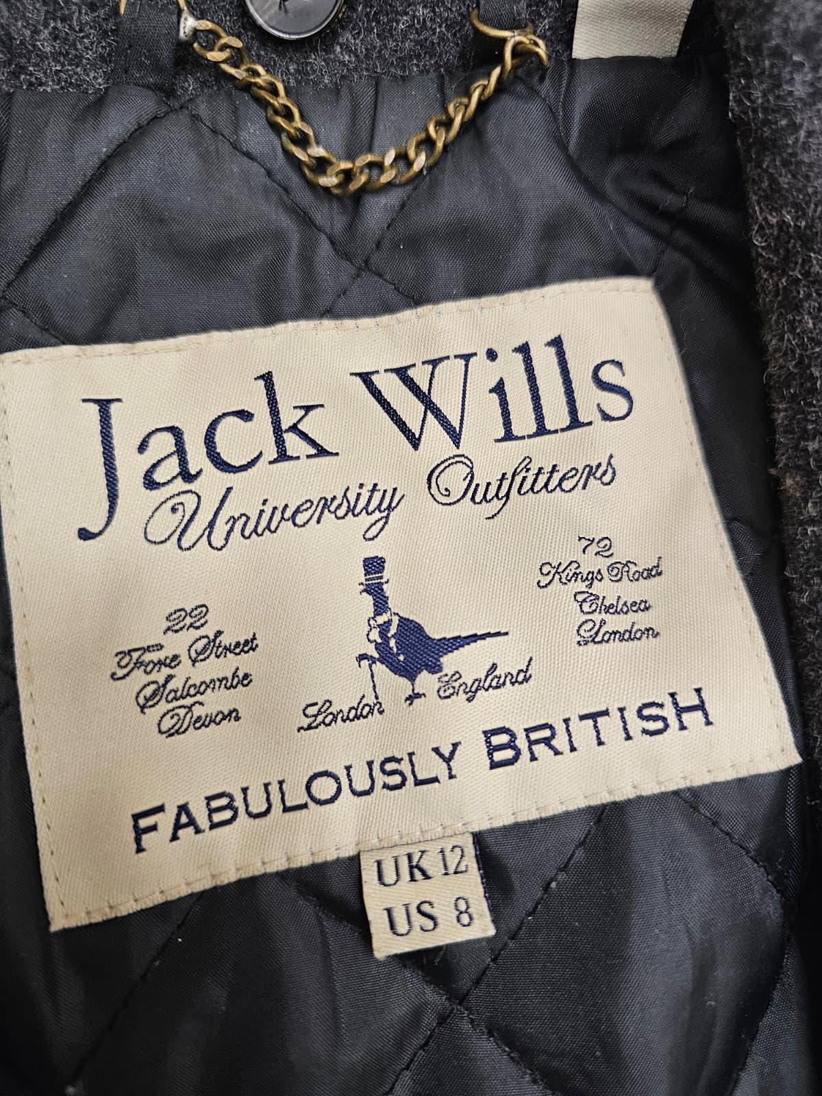 Jack Wills Womens Button Up Wool Blend Pea Coat Style Jacket/Coat - UK 12 - Grey