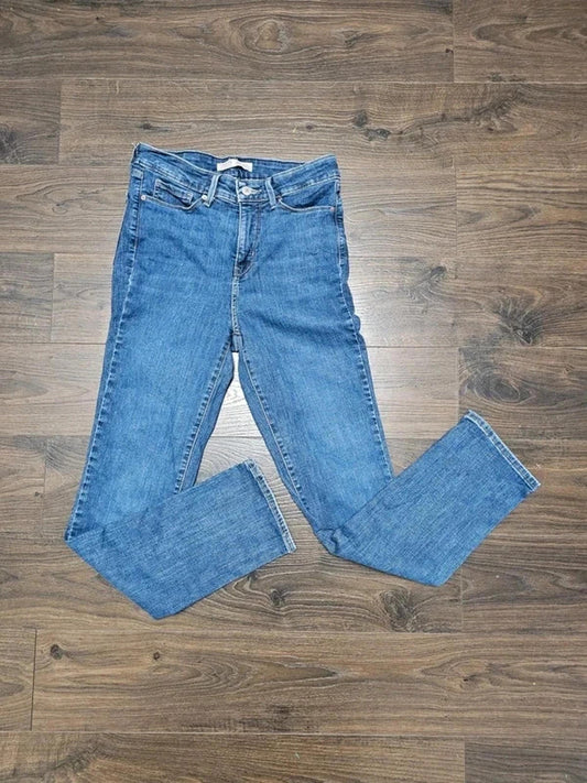 Levi's Womens Blue Jeans Shaping High Rise Straight 4 W27/30L 8-10 Denim Trouser