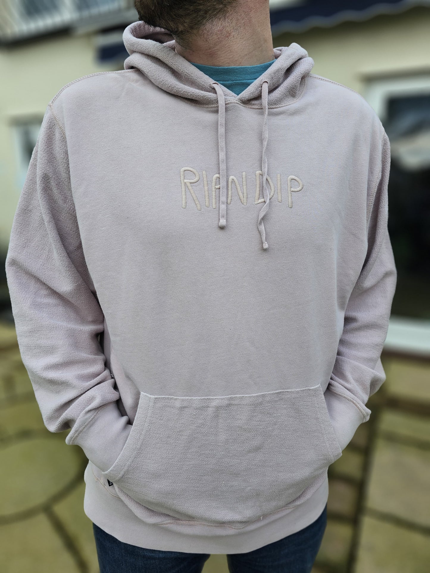 Awesome Off Pink Oversize Embroidered RipnDip Pullover Hoodie L/Large