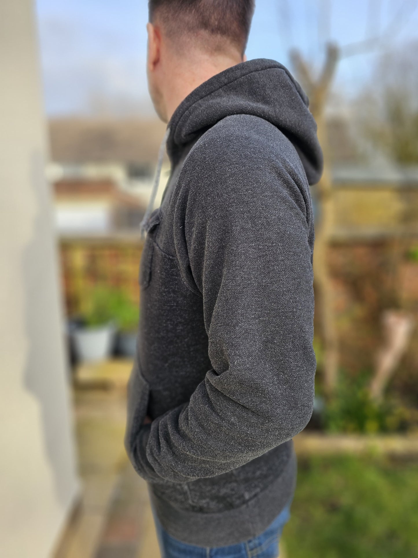 Billabong Pullover Dark Grey Hoodie 1/2 Zip Jumper - L/Large
