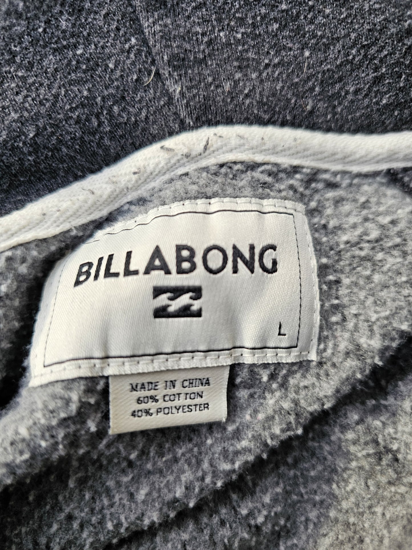 Billabong Pullover Dark Grey Hoodie 1/2 Zip Jumper - L/Large