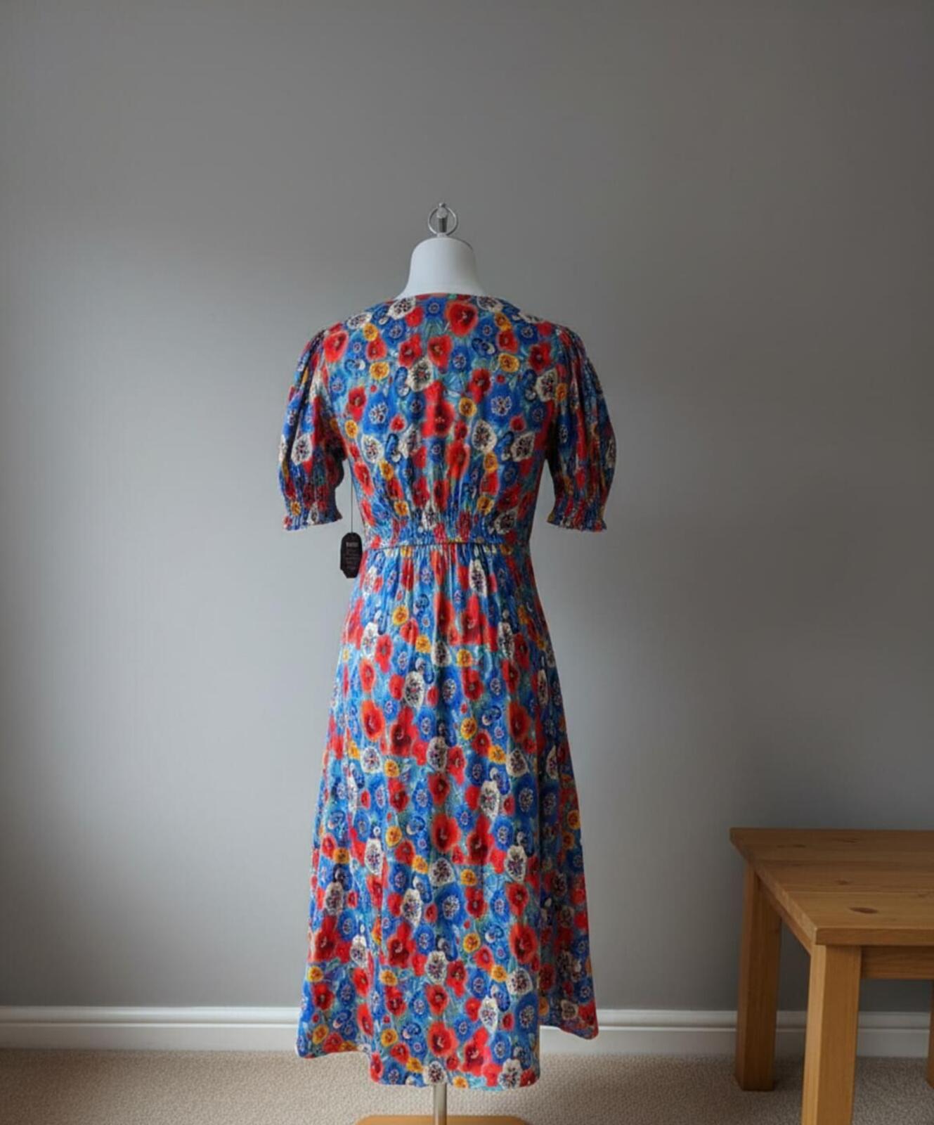 Joanie Womens' Colleen Pansy Floral Print Midi Spring Races Dress - 14