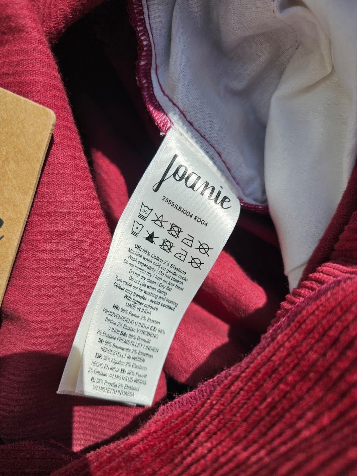 Joanie Robin Short Sleeve Corduroy Zip Up Boilersuit/Jump Suit - 18 - Burgundy