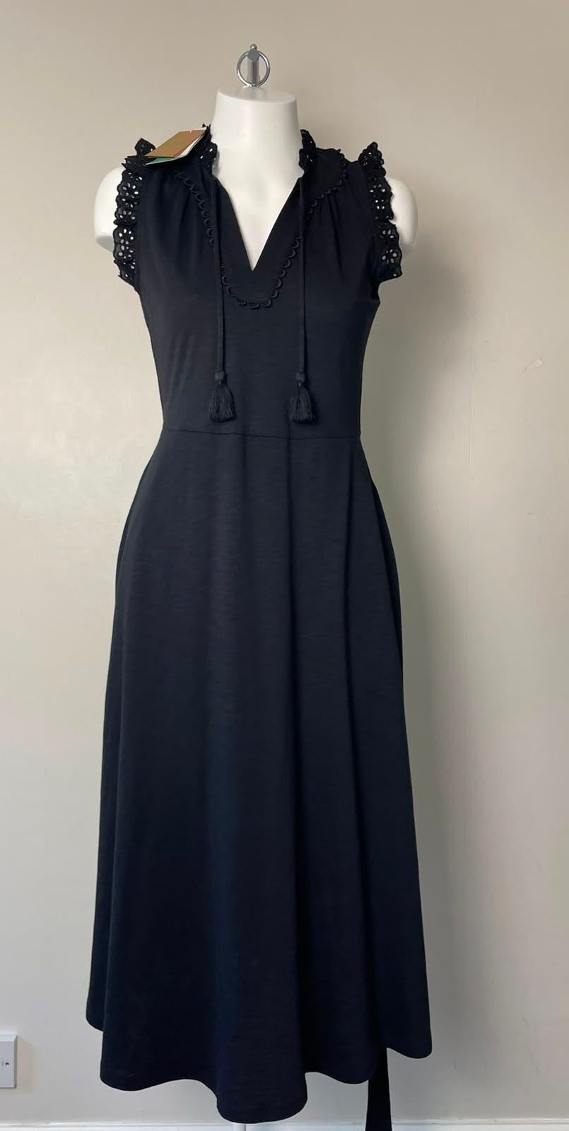 Gorgeous Boden Women's Lucia Broderie Trim Midi Dress - UK 8 - Black