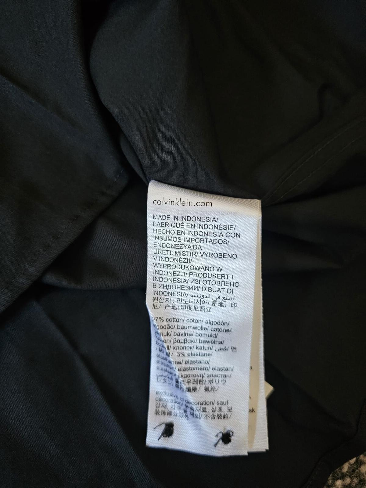 Calvin Klein Mens Long Sleeve Embroidered Shirt - L/Large - Black - Slim Fit