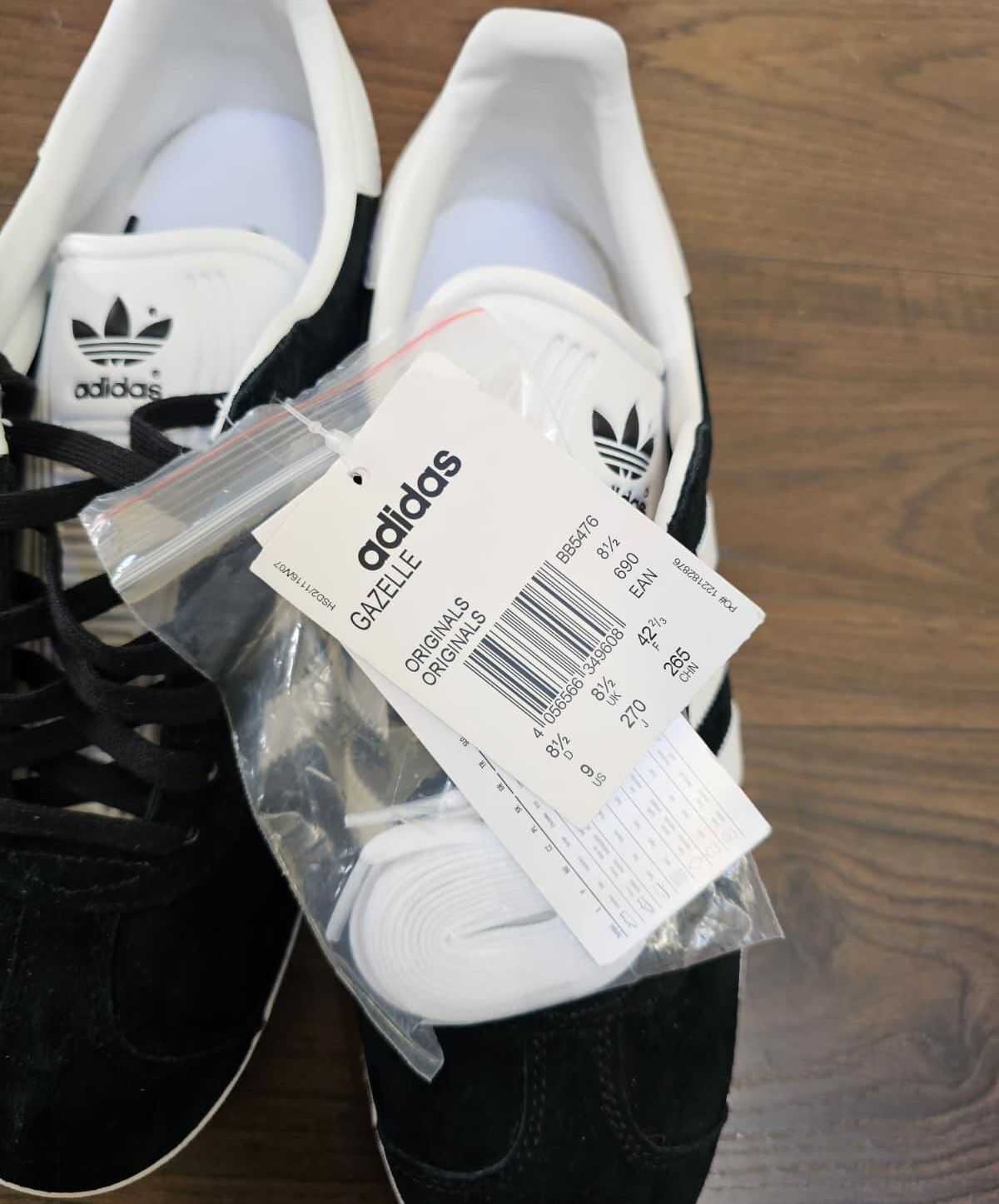 Adidas Original OG Gazelle Mens Trainers/Sneakers - UK 8.5 - BNWT - Black/White