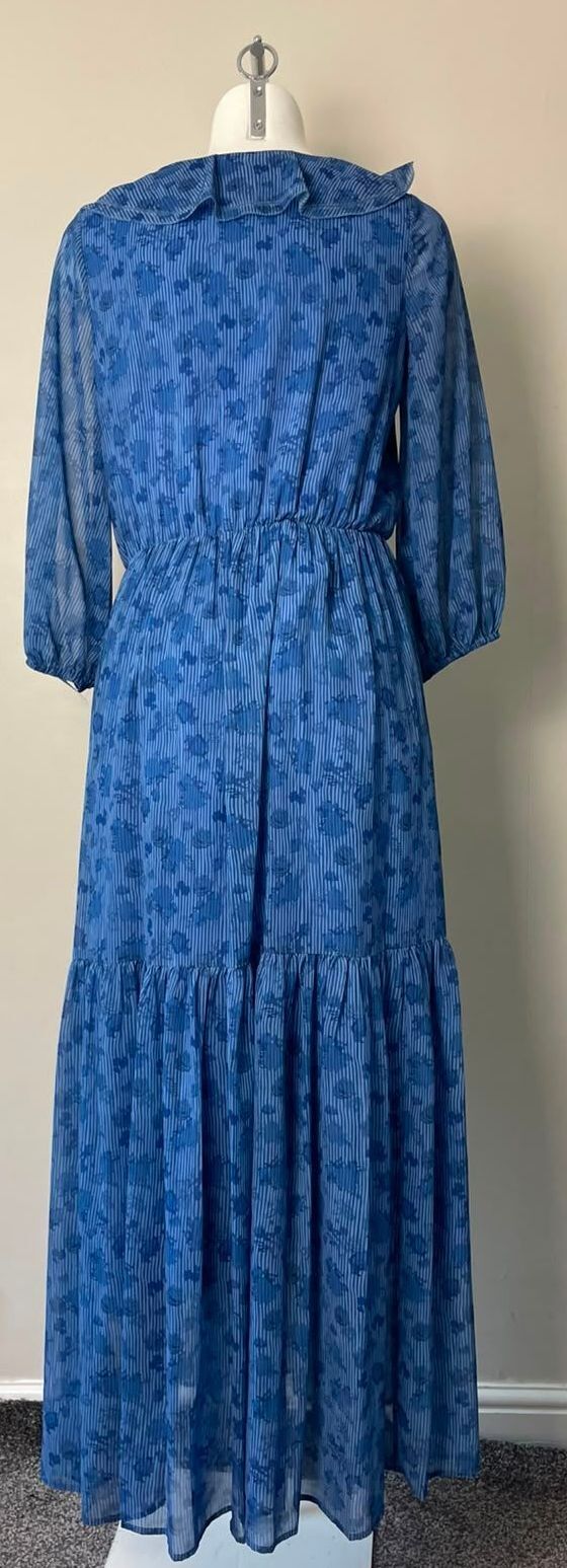 Tommy Hilfiger Women's Frill Neck Printed Maxi Dress - UK 10 - Blue - RRP £230