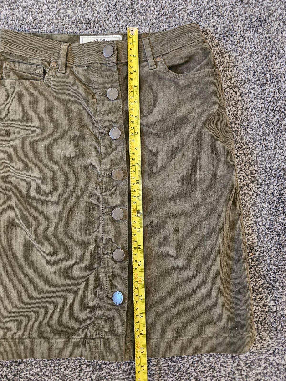 Fat Face UK Women's Corduroy Button Front Skirt - UK 6 - Dark Green/Khaki