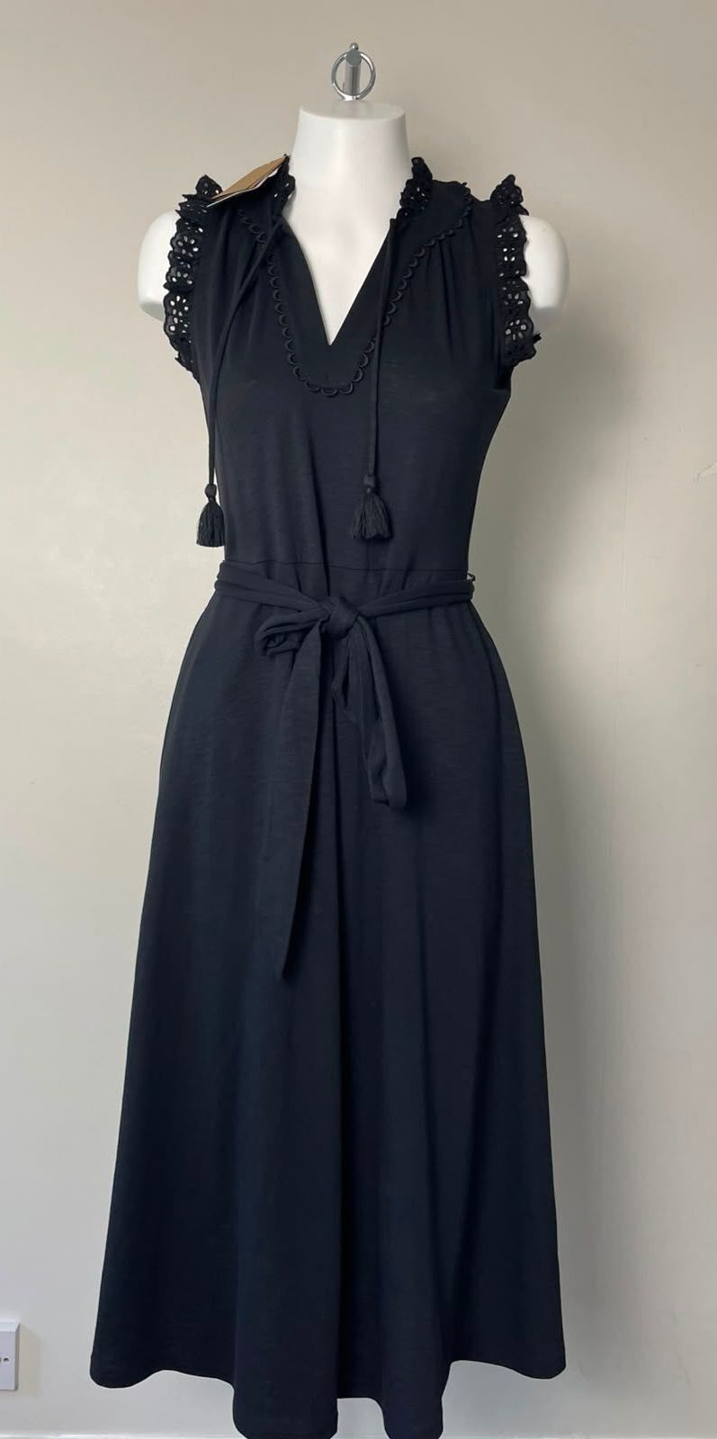 Gorgeous Boden Women's Lucia Broderie Trim Midi Dress - UK 8 - Black